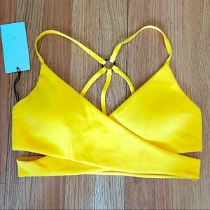 LOVEWAVE Revolve Goldenrod Yellow Cutout Swim Top Strap Detail NWT